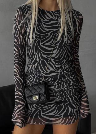 Жіноча міні сукня сітка з трикотажною підкладкою 42-44; 46-481 фото