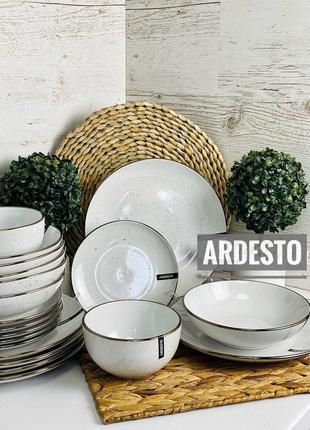 Набір керамічного посуду від відомого бренду ardesto, серії bagheria 22 предмета , набір тарілок