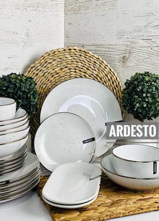 Набір керамічного посуду від відомого бренду ardesto, серії bagheria 22 предмета , набір тарілок2 фото