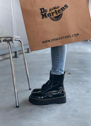 Зимние ботинки dr martens меховые на платформе лак кожа (36-40)💜2 фото