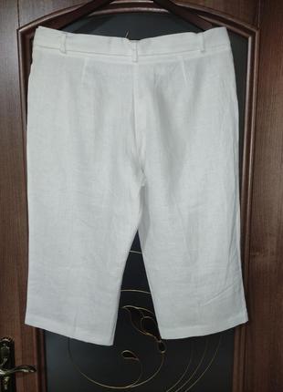 Белоснежные льняные бермуды / удлиненные шорты мarks &amp; spencer (100% лен)4 фото