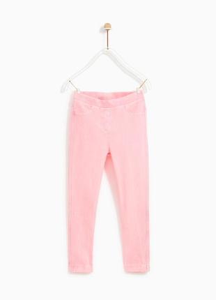 Zara джеггинсы джинсы для девочки розовые1 фото