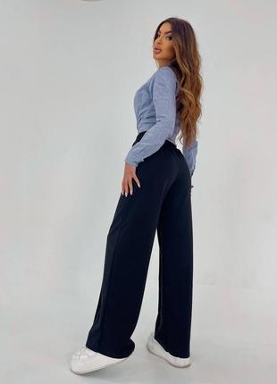 Трендові жіночі штани з акцентною стрілочкою плаццо брюки штаны4 фото