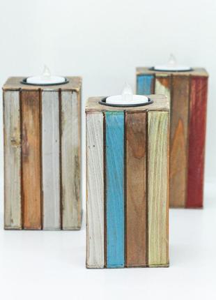 Подсвечники деревянные со свечами «дорога к морю»