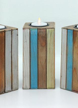 Свічники дерев’яні зі свічками «дорога до моря»3 фото
