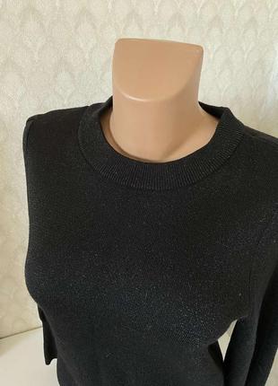 Блестящий свитерик черного цвета вязаный свитер р. s10 фото