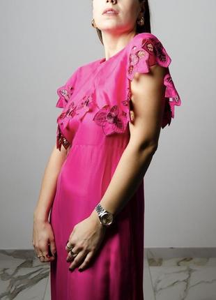 Сукня max mara кольору фуксії з вишивкою на комірі4 фото