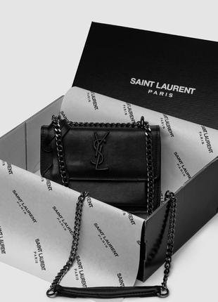 Сумка женская в стиле yves saint laurent sunset mini chain black/black