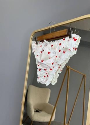 Атласный комплект женского белья с сердечками2 фото