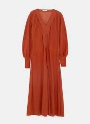 Zara терракотовое платье миди1 фото