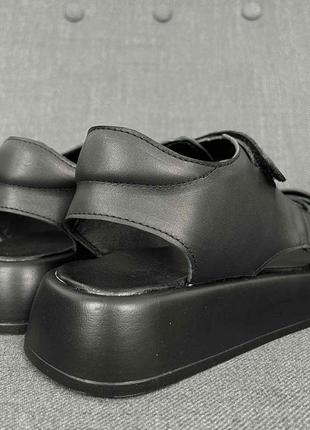 Чорні сандалі натуральна шкіра5 фото