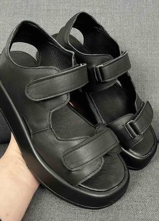 Чорні сандалі натуральна шкіра6 фото