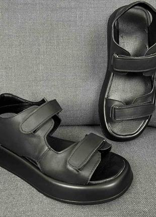 Чорні сандалі натуральна шкіра2 фото