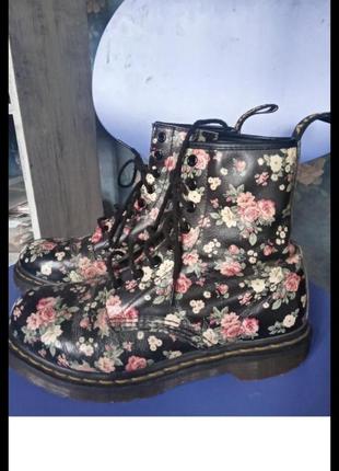 Оригинал dr. martens ботинки натуральные кожаные розы цветы принт цветочный