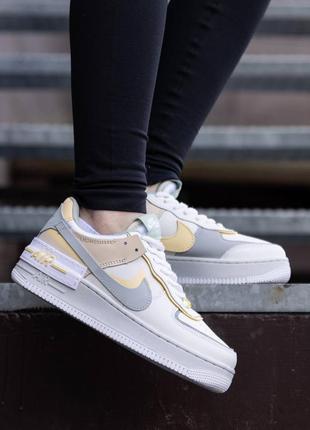 Женские кроссовки nike air force 1 shadow white yellow2 фото