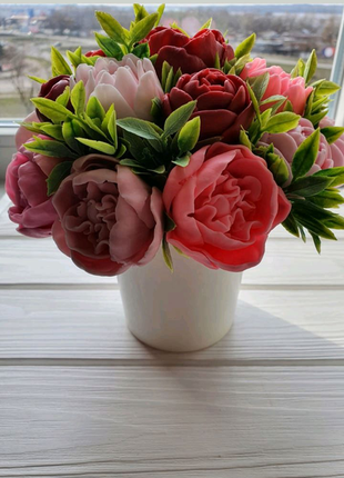 Квіти букет із мила ручної роботи подарунок на день народження1 фото