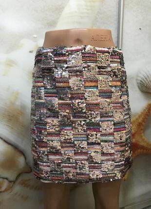 ❤️бомбезненная мини-юбка в пайетки loavies размер с❤️5 фото