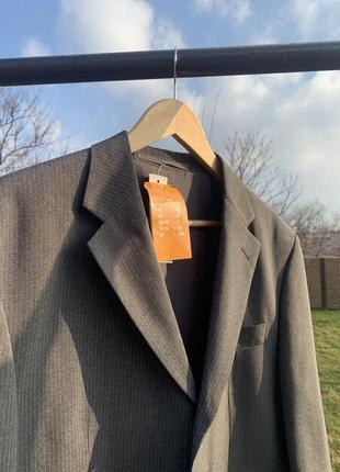 Новый мужской базовый пиджак в полоску в сером оттенке ( 2хл )4 фото