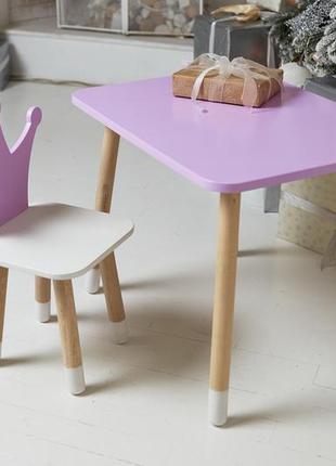 Детский  прямоугольный стол и стул корона. столик фиолетовый детский5 фото