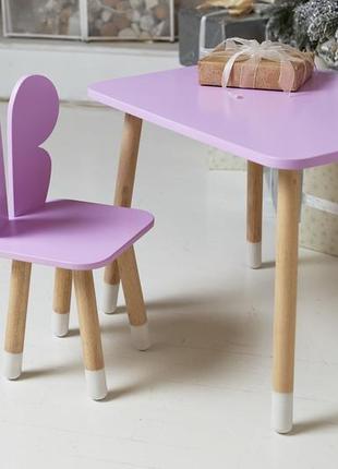 Детский  фиолетовый прямоугольный стол и стул  бабочка. детский столик фиолетовый3 фото