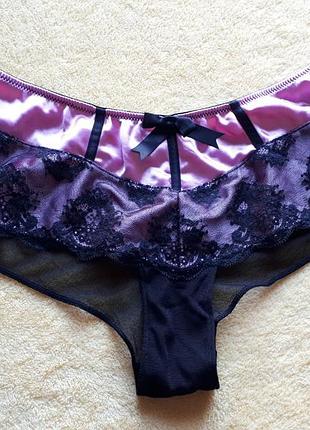 Новые черные розовые гипюровые шелковые кружевные большие трусики слипы хипстеры хл-ххл/14-16/42-44/50-52 la senza