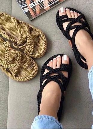 Женские плетеные сандали римские босоножки веревочные4 фото