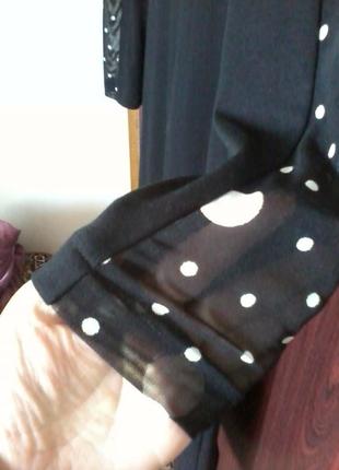 Красиве комбіноване платі чорне з вставками горошок.2 фото