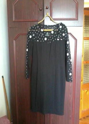 Красиве комбіноване платі чорне з вставками горошок.4 фото