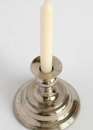Антикварний латунний свічник, хромування, 1960-ті, німеччина3 фото