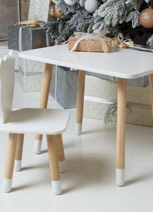 Прямоугольный столик и стульчик детский  белый медведь. столик для уроков, игр, еды5 фото