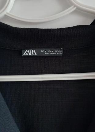 Платье рубашка zara с широкой резинкой жатка воротник миди4 фото