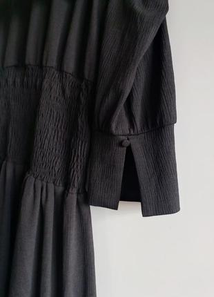 Платье рубашка zara с широкой резинкой жатка воротник миди3 фото