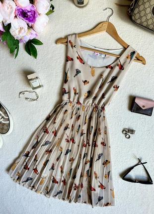 Шифоновое платье в акварельных птичках , шифоновый сарафан, платье летнее, платье мини с декольте1 фото