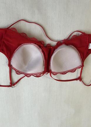 Червоний бюстгальтер з портупеєю ліф бюст з плетінням яскравий сексуальний еротичний портупея лівчик з паролоновими чашками6 фото