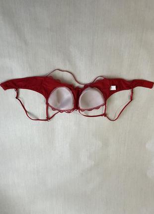 Червоний бюстгальтер з портупеєю ліф бюст з плетінням яскравий сексуальний еротичний портупея лівчик з паролоновими чашками5 фото