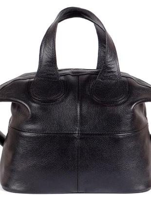 Кожаная вместительная черная женская сумка, цвета в ассортименте3 фото