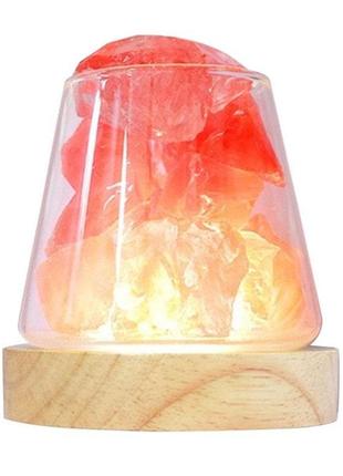 Компактная солевая лампа doctor-101 agata. солевой светильник ночник с гималайской солью и красным кварцем2 фото