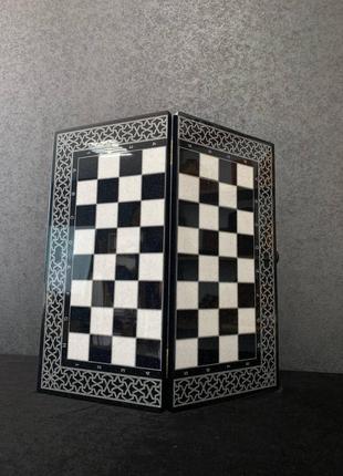 Роскошные шахматы, шашки, нарды - набор 3 в 1 с акрилового камня лев 60*30*5 см, арт.1906502 фото