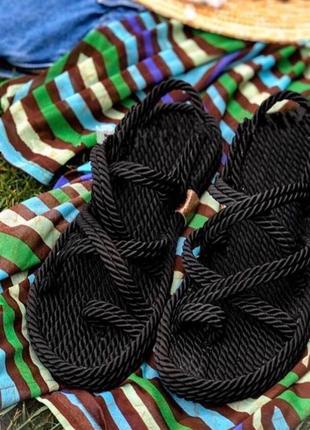 Женские плетеные сандали римские босоножки веревочные3 фото