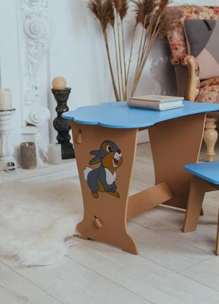 Детский стол облачко и стул синий медвеженок. для игры,учебы,рисования.6 фото