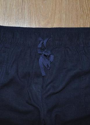 Синие свободные широкие льняные брюки next5 фото