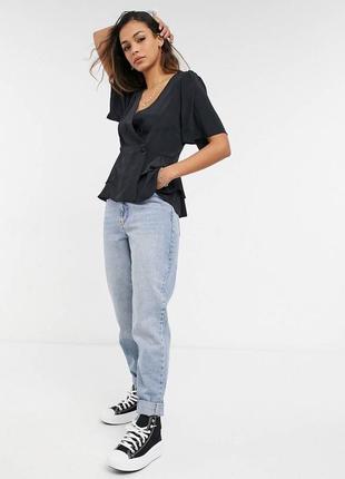 Блуза чорна asos design з коротким рукавом4 фото
