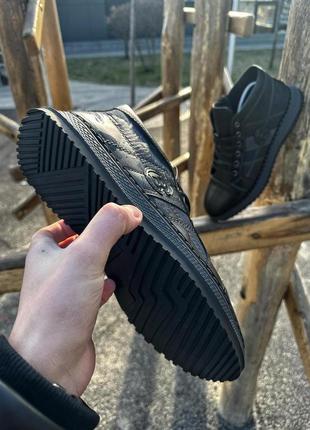Чоловічі черевики шкіра, чорно / сині casual4 фото