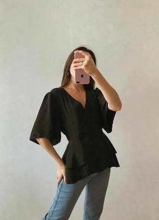 Блуза чорна asos design з коротким рукавом5 фото