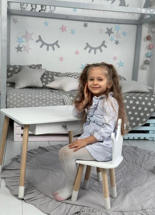 Детский столик и стульчик белый. столик с ящиком для карандашей и разукрашек5 фото
