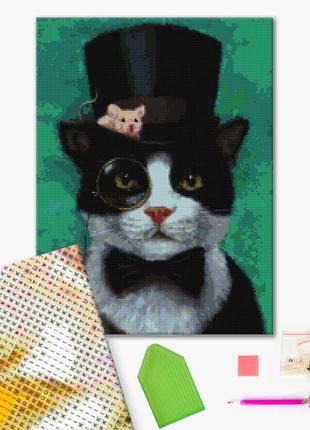 Алмазна мозаїка на підрамнику brushme котик джентельмен ©lucia heffernan dbs1207 40x50