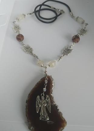 Срез агата. дзи три ока. намисто. колье.