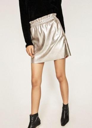 Брендовая юбка с карманами zara этикетка4 фото
