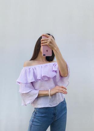 Атласная сатиновая лавандовая фиолетовая сиреневая розовая ярусная блуза на плече miss selfridge petite1 фото