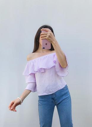 Атласная сатиновая лавандовая фиолетовая сиреневая розовая ярусная блуза на плече miss selfridge petite2 фото